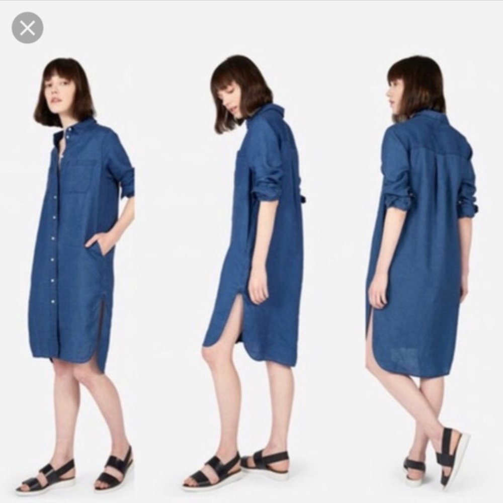 Everlane Indigo Linen Shirtdress 6